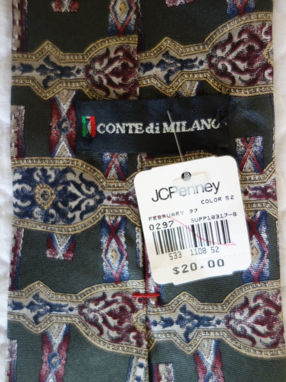 Vntg, yet NWT, CONTE di MILANO Forest Green Tie